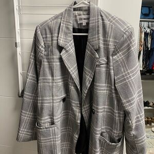 Grey Plaid Steve Madden Oversized Blazer - Large